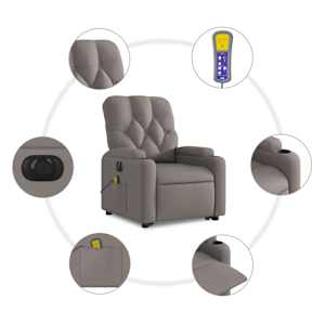 Elektrické zvedací masážní polohovací křeslo taupe textil - obrázek 8