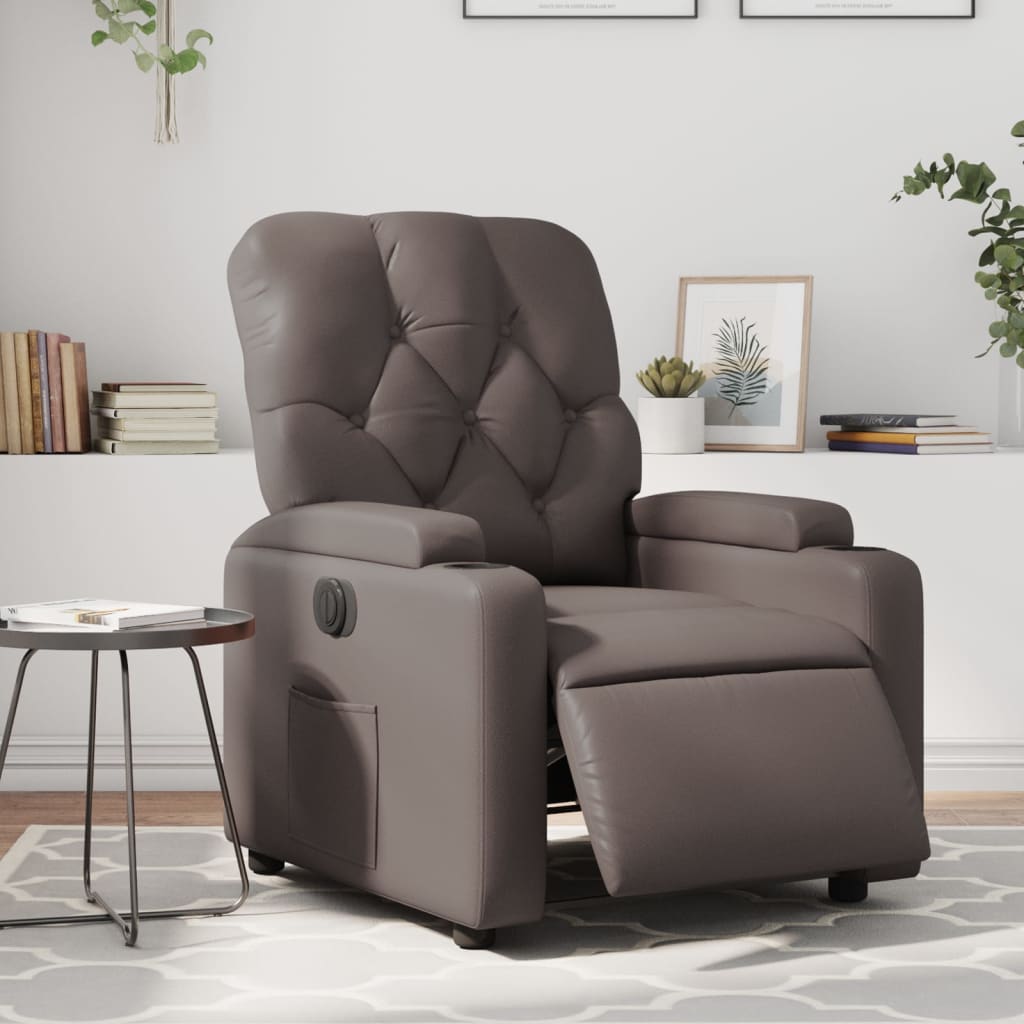vidaXL Fotoliu rabatabil electric, maro, piele ecologică