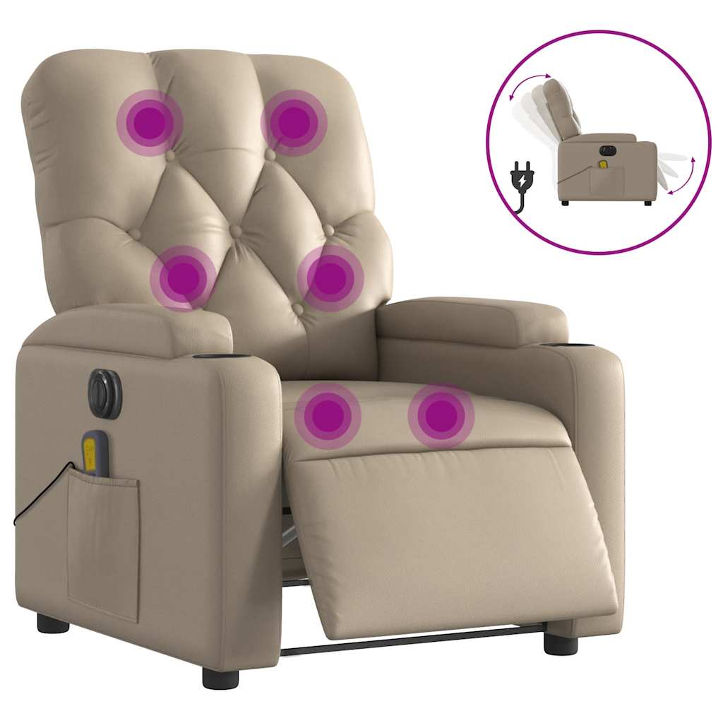 Thumbnail - vidaXL Massagesessel Elektrisch Cappuccino-Braun Kunstleder