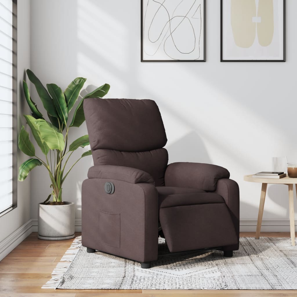 Elektrické polohovací křeslo tmavě hnědé textil - obrázek 15