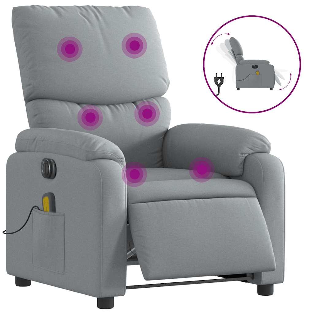 Thumbnail - vidaXL Massagesessel Elektrisch Hellgrau Stoff