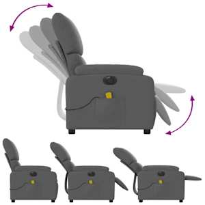 Elektrické masážní polohovací křeslo tmavě šedé textil - obrázek 7