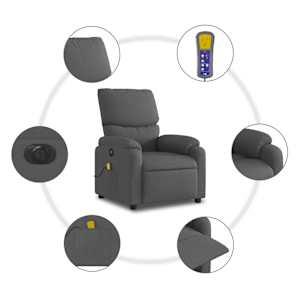 Elektrické masážní polohovací křeslo tmavě šedé textil - obrázek 8