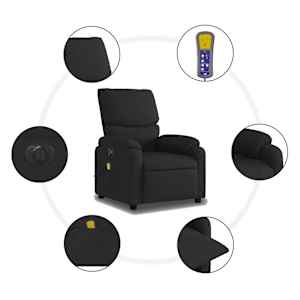 Elektrické masážní polohovací křeslo černé textil - obrázek 8