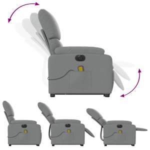 Elektrické zvedací masážní polohovací křeslo světle šedé textil - obrázek 7