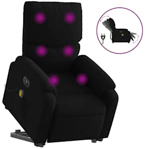 Elektrické zvedací masážní polohovací křeslo černé textil - obrázek 2