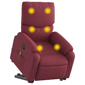 Elektrické zvedací masážní polohovací křeslo vínové textil - obrázek 3