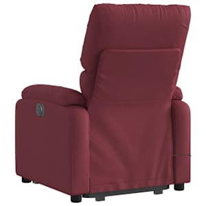 Elektrické zvedací masážní polohovací křeslo vínové textil - obrázek 5