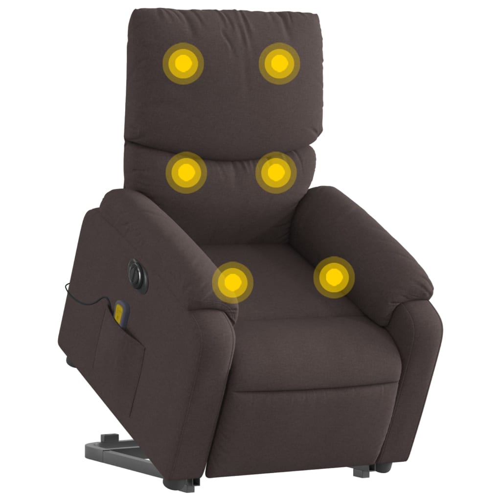 vidaXL Fauteuil inclinable de massage électrique Marron foncé Tissu