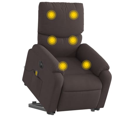 vidaXL Sillón masaje eléctrico reclinable elevable tela marrón oscuro