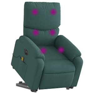Elektrické zvedací masážní polohovací křeslo zelené textil - obrázek 3