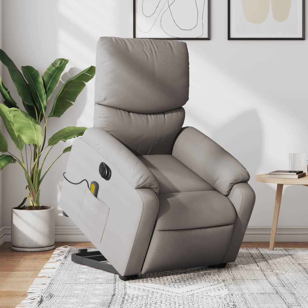 vidaXL Fauteuil inclinable de massage électrique Taupe Tissu