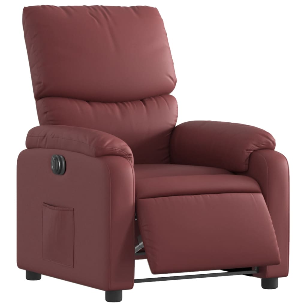 vidaXL Sillón reclinable eléctrico de cuero sintético rojo tinto