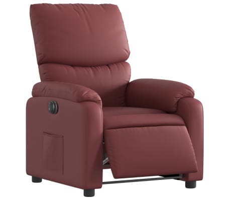 vidaXL Sillón reclinable eléctrico de cuero sintético rojo tinto