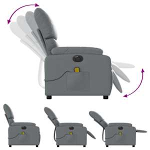 Elektrické masážní polohovací křeslo šedé umělá kůže - obrázek 7