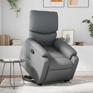 Naslanjač s funkcijo vstajanja siva umetno usnje