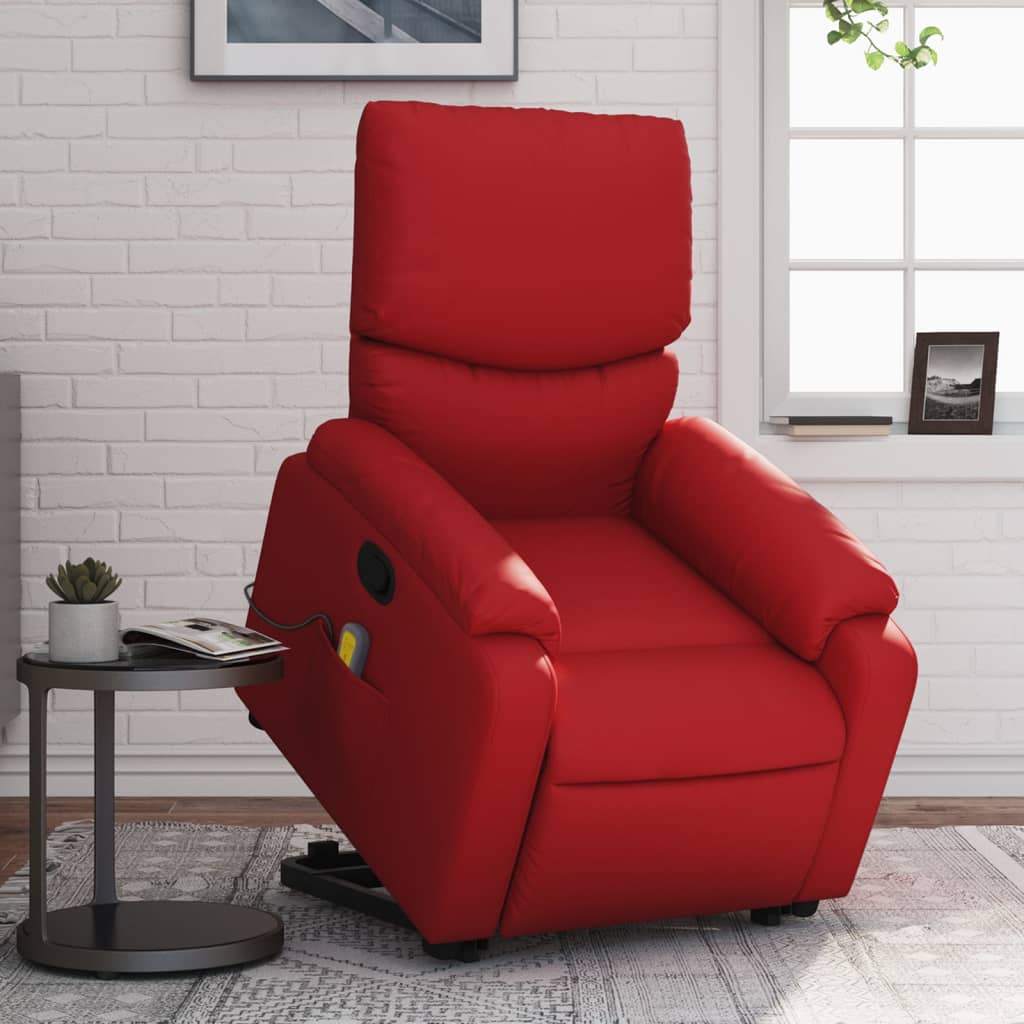 vidaXL Fauteuil inclinable de massage Rouge Similicuir