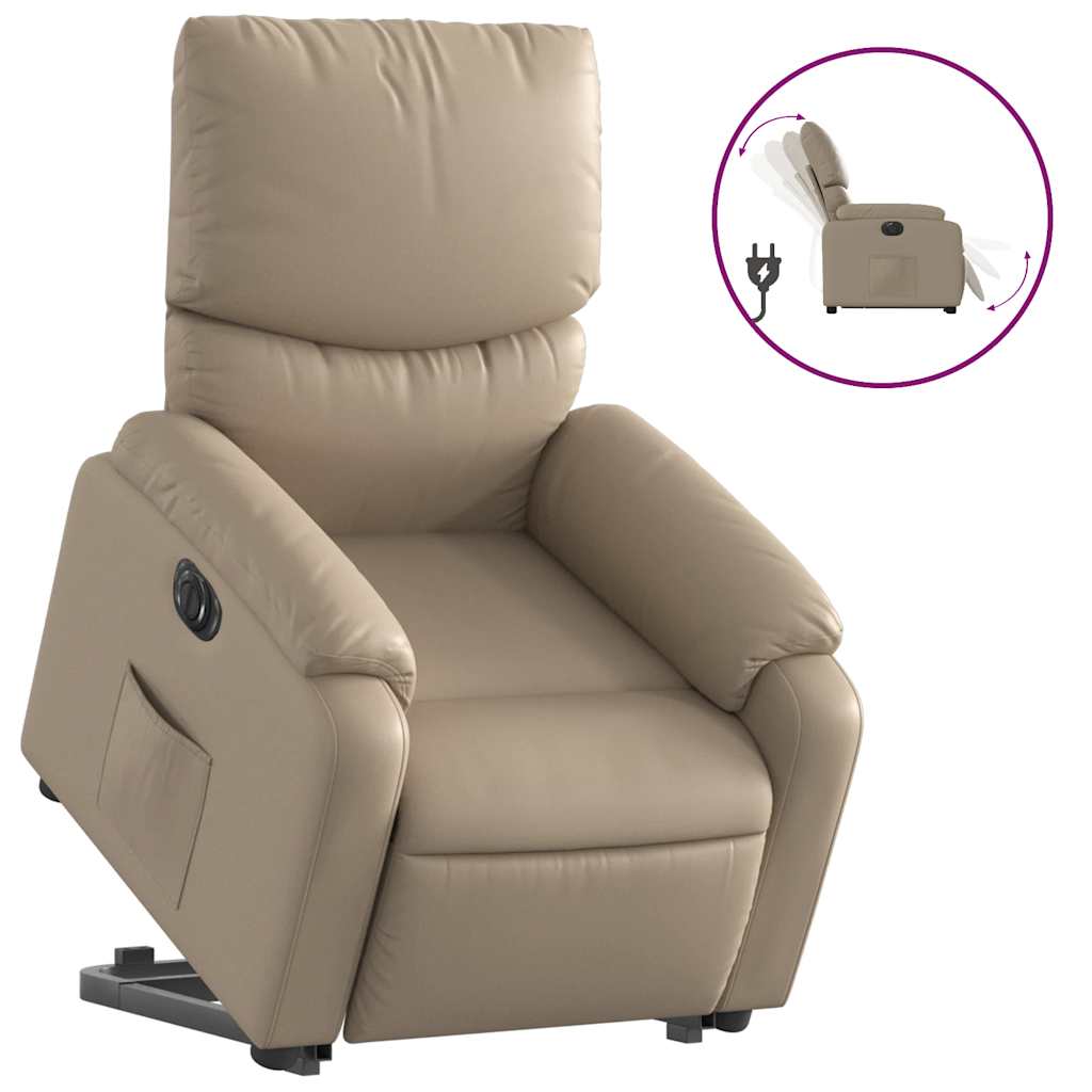 vidaXL Elektrické zvedací polohovací křeslo cappuccino umělá kůže