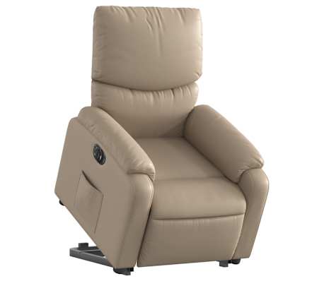 vidaXL elektrisks atpūtas krēsls paceļams kapučīno krāsas mākslīgā āda
