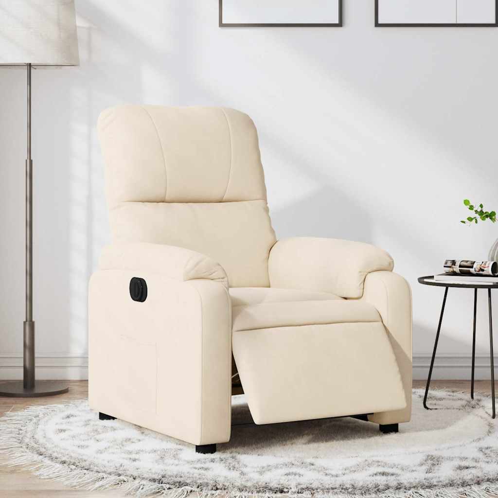 vidaXL Fotoliu rabatabil electric, bej, microfibră