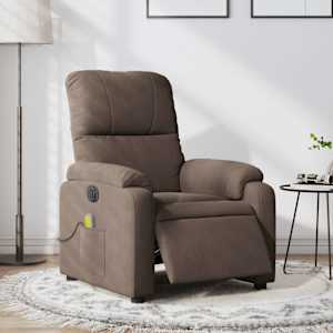 Električni masažni naslanjač rjava mikrovlakna