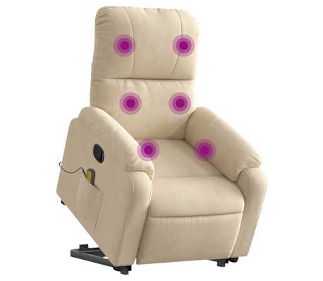 vidaXL Massagesessel mit Aufstehhilfe Creme Mikrofasergewebe