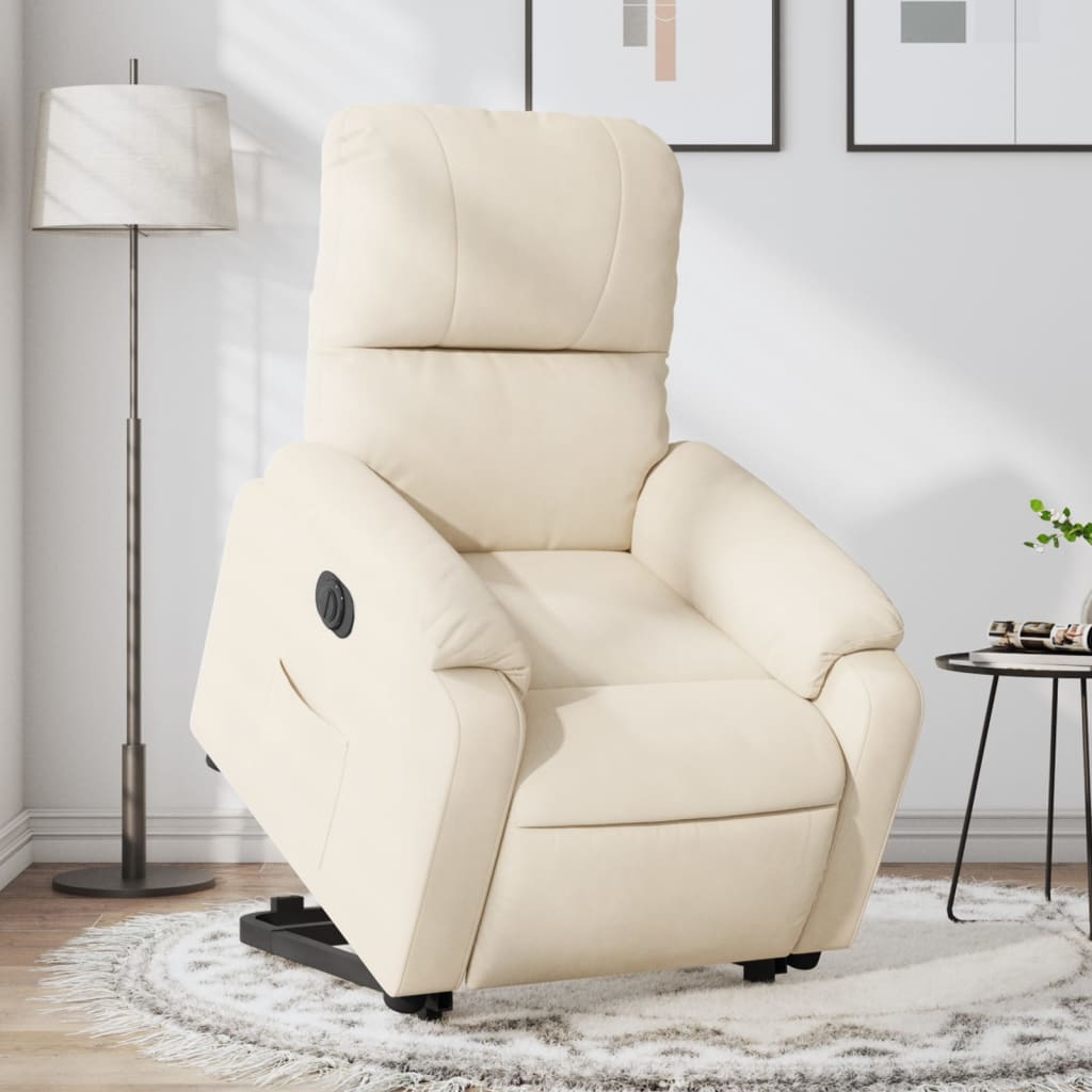 vidaXL Relaxsessel mit Aufstehhilfe Elektrisch Beige Mikrofasergewebe