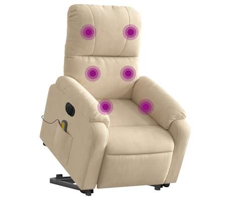 vidaXL Massagesessel Aufstehhilfe Elektrisch Creme Mikrofasergewebe