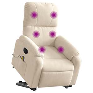 vidaXL Fauteuil inclinable de massage &eacute;lectrique beige microfibres