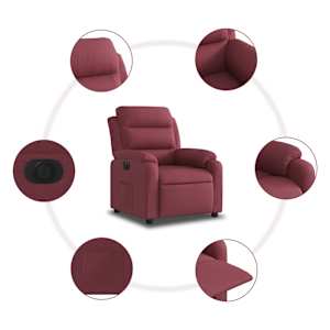 Elektrické polohovací křeslo vínové textil - obrázek 8