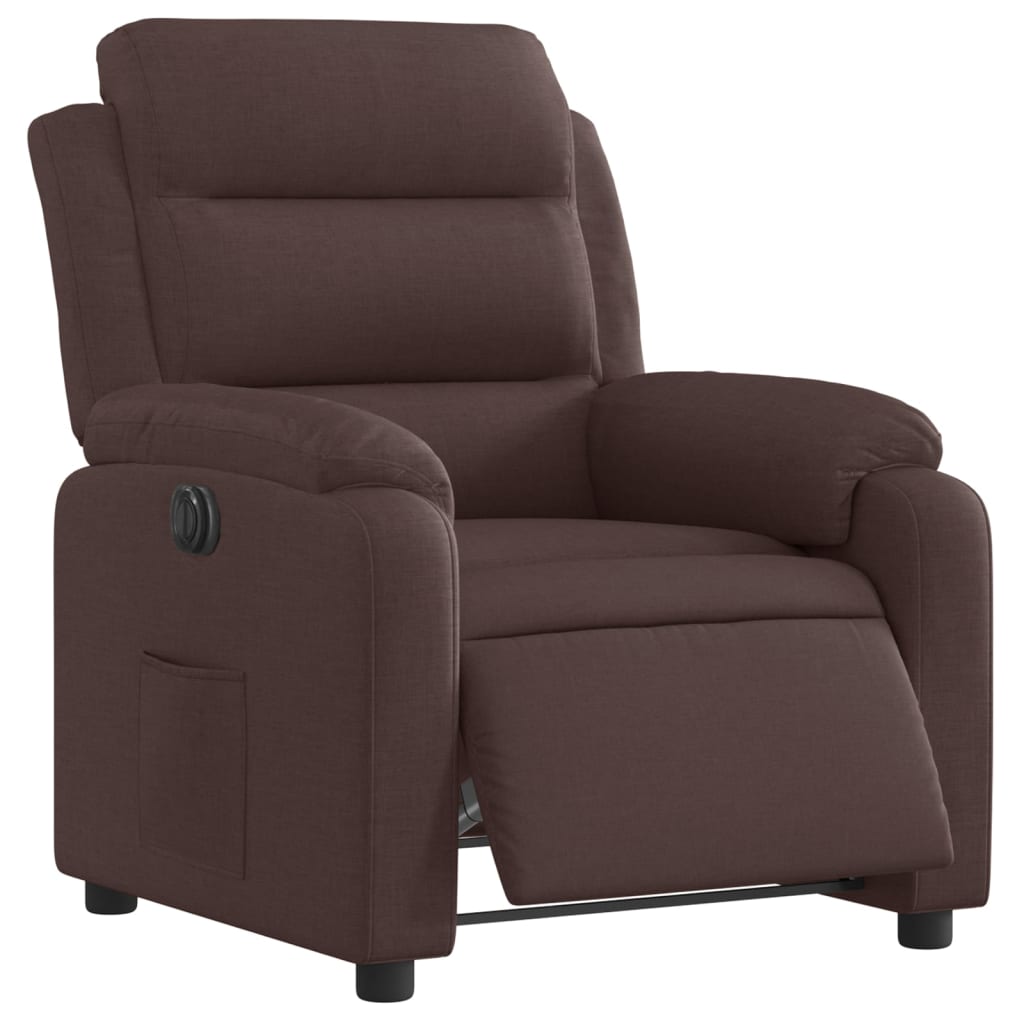 vidaXL Fauteuil inclinable électrique Marron foncé Tissu