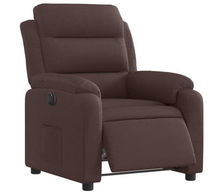 vidaXL Sillón reclinable eléctrico tela marrón oscuro