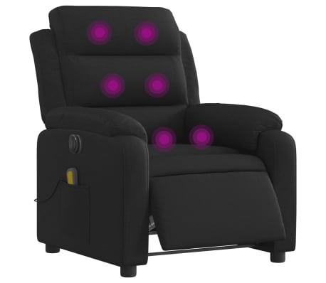 vidaXL Fauteuil de massage inclinable &eacute;lectrique Noir Tissu