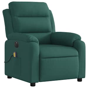 Elektrické masážní polohovací křeslo tmavě zelené textil - obrázek 4