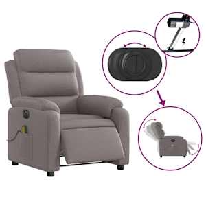 Elektrické masážní polohovací křeslo taupe textil - obrázek 6