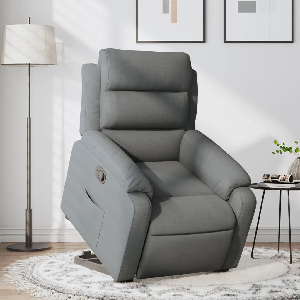Sofá reclinable de tela de arpillera de Color gris, sofá de 1