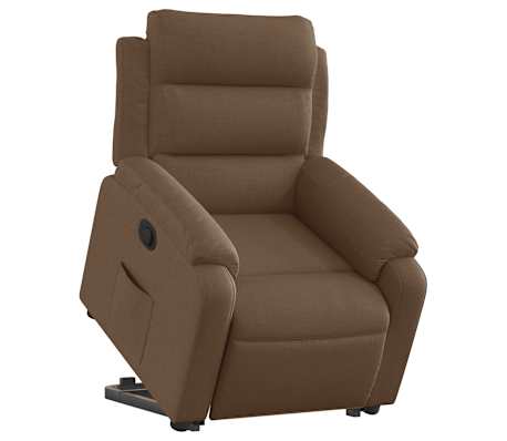 vidaXL Poltrona reclin&aacute;vel elevat&oacute;ria tecido castanho