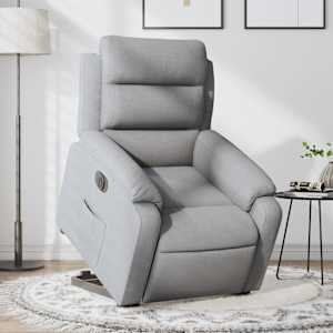Električni naslanjač s funkcijo vstajanja svetlo siv