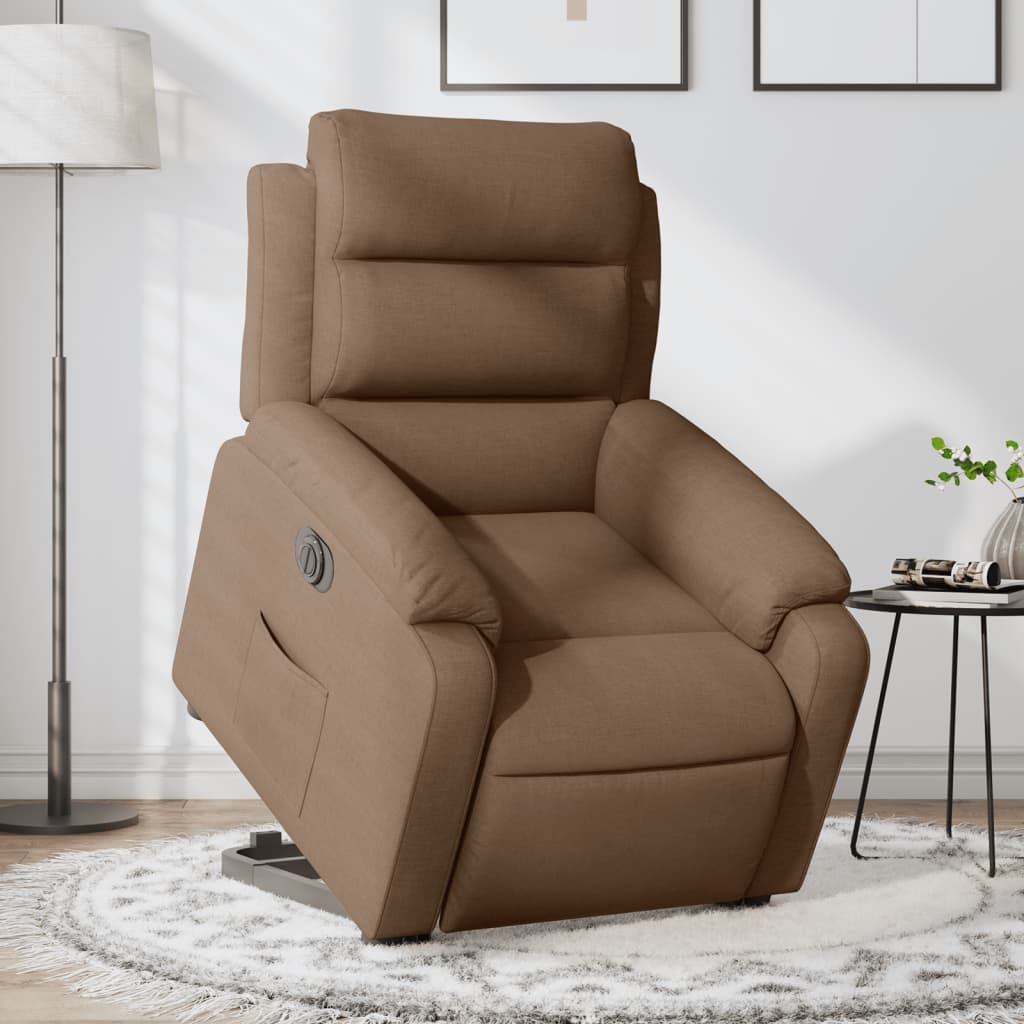 vidaXL Fotoliu electric rabatabil cu ridicare, maro, textil