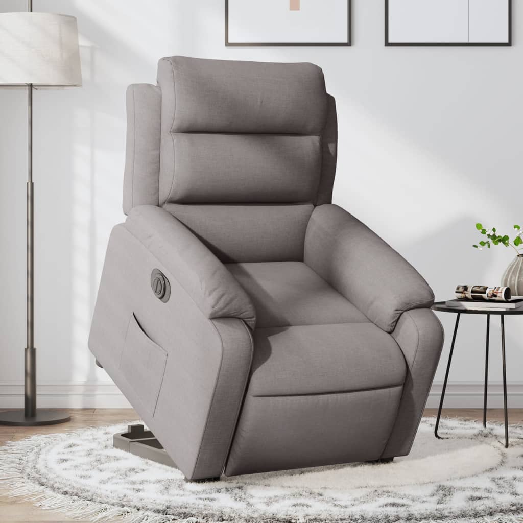 vidaXL Relaxsessel mit Aufstehhilfe Elektrisch Taupe Stoff