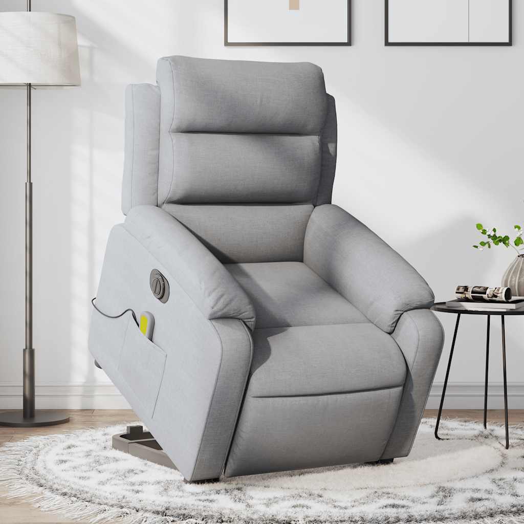 vidaXL Fotoliu electric masaj rabatabil cu ridicare, gri închis textil