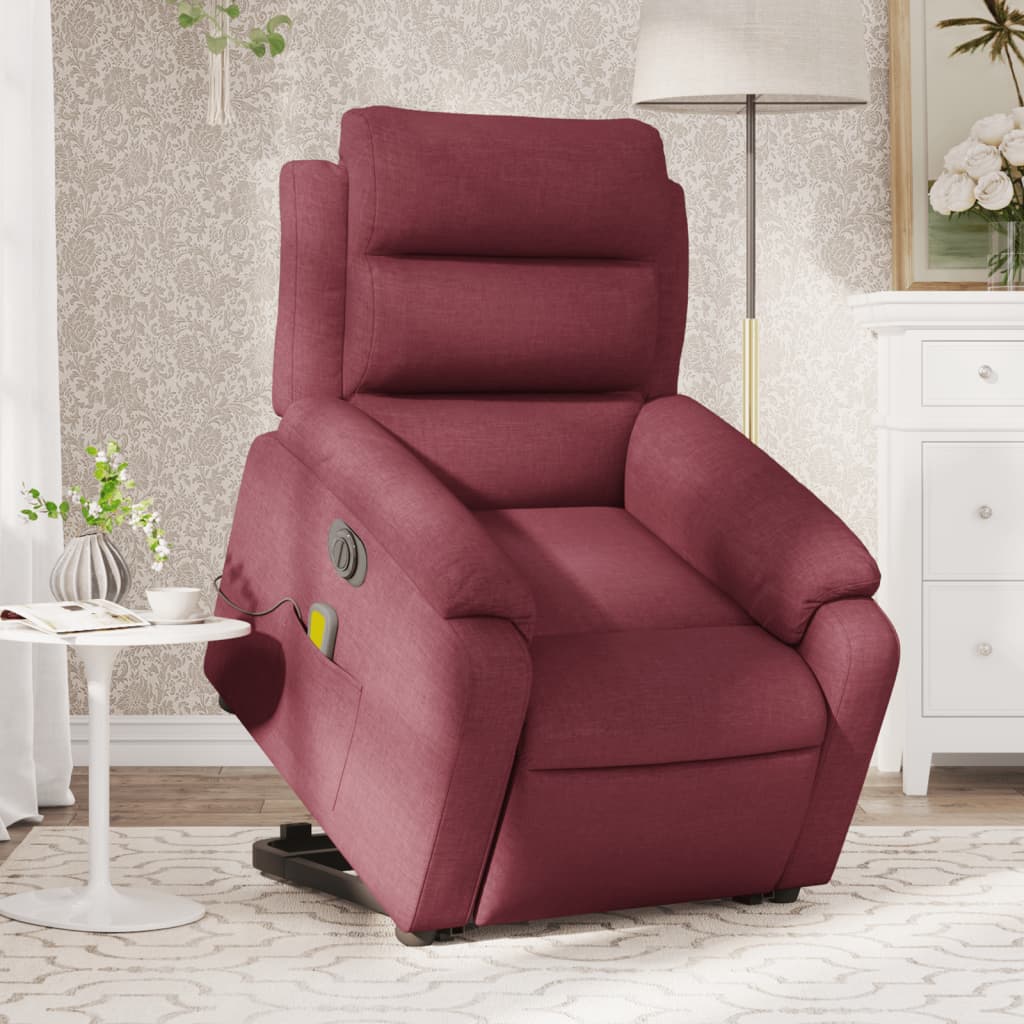 vidaXL Fauteuil inclinable de massage électrique Rouge bordeaux Tissu