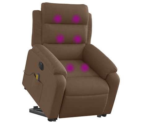 vidaXL Fotoliu electric de masaj rabatabil cu ridicare, maro, textil