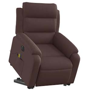 vidaXL Elektrischer Massagesessel mit Aufstehhilfe Dunkelbraun Stoff