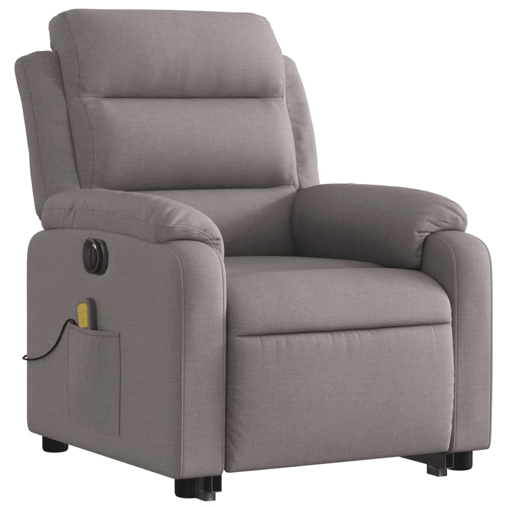 vidaXL Sta-op-massagestoel elektrisch verstelbaar stof taupe afbeelding