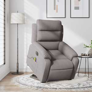 Elektrické zvedací masážní polohovací křeslo taupe textil - obrázek 14