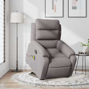 Elektrické zvedací masážní polohovací křeslo taupe textil - obrázek 15