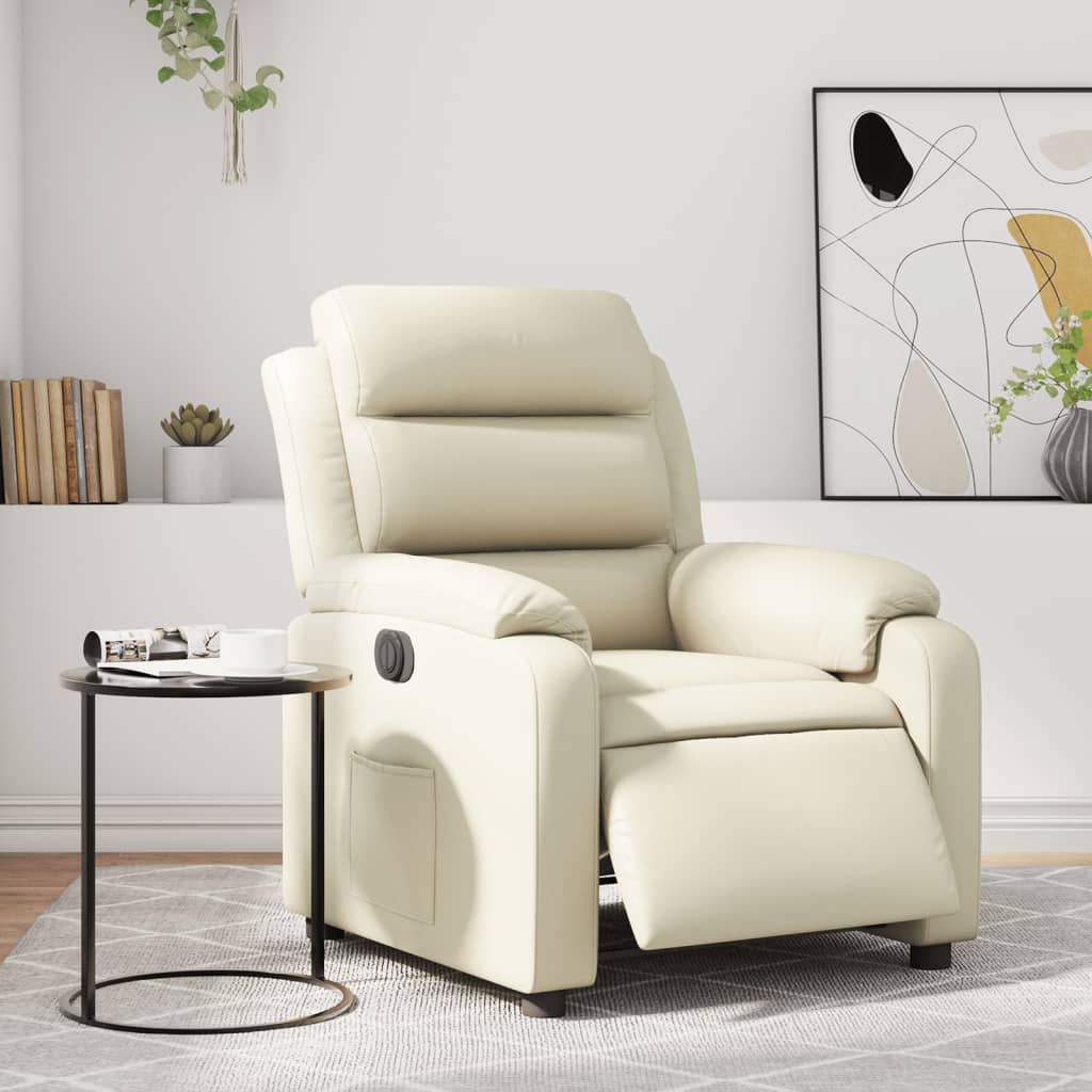 vidaXL Relaxsessel Elektrisch Creme Kunstleder