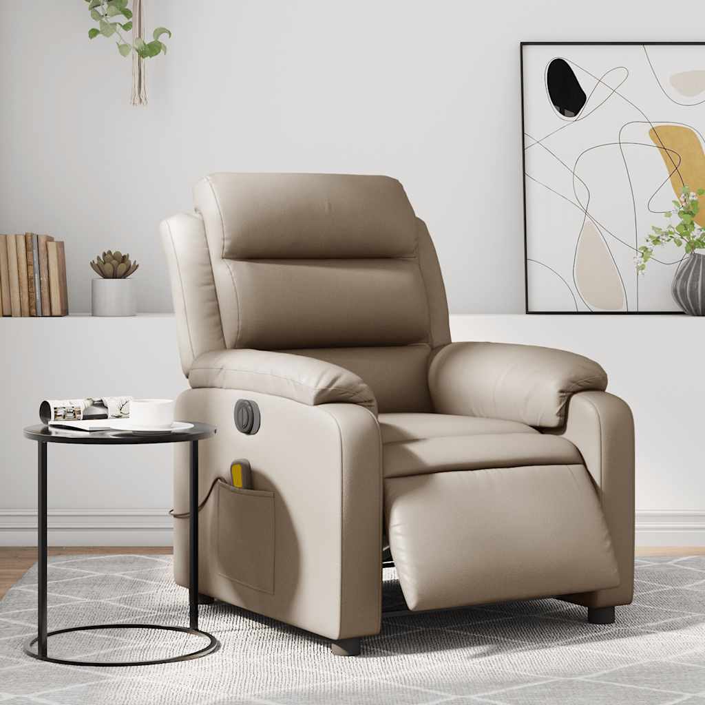 vidaXL Massagesessel Elektrisch Cappuccino-Braun Kunstleder