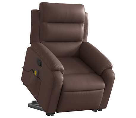 vidaXL Massagesessel mit Aufstehhilfe Braun Kunstleder